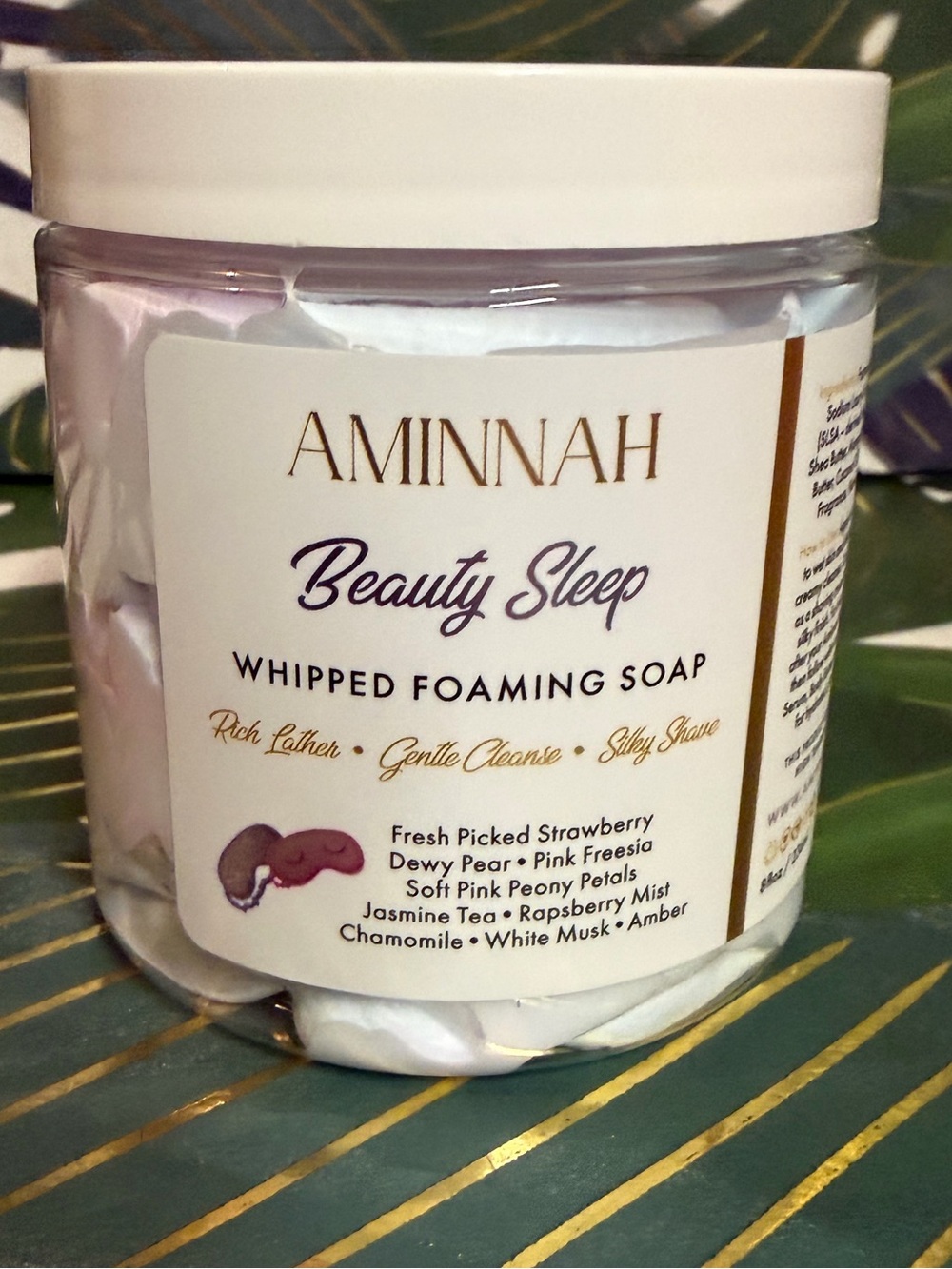Aminnah Beauty Sleep Whipped Foaming Soap 8 oz Strawberry Pear Limited